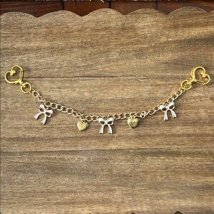 Bag Charm/ Chain Gold Tone & White Enamel New